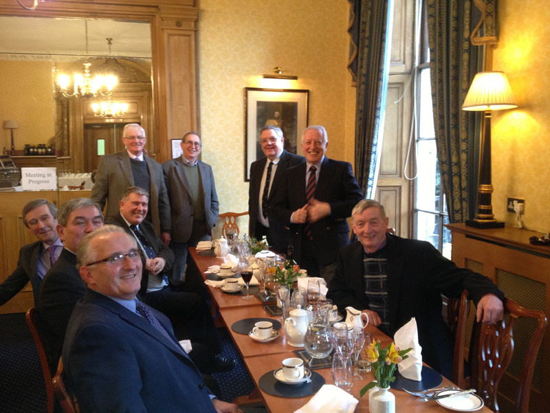 Jan2013e.jpg - Lunch at Royal Scot Club 13/1/2013. Present from Left to Right:- John Barry;Charlie Duthie; John Bacigalupo; Lindsay Wilson; Chris Barry; Adrian McDonald; Chris Barlow; Paul Gunn; Peter Barry;