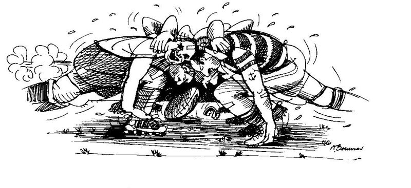 rugby04.jpg - One of a series of cartoons for Cobham rugby club by Aidan Bremner.There are more in the Miscellaneous section of the Gallery